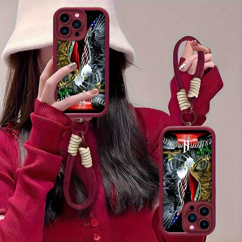 New Cartoon Eagle Phone Cases Designed for The Iphone 14 Pro, Featuring a Lanyard Suitable for All Genders. These High-Quality TPU Soft Silicone Cases Offer Anti-Fall Protection And Serve As Mobile Phone Accessories.